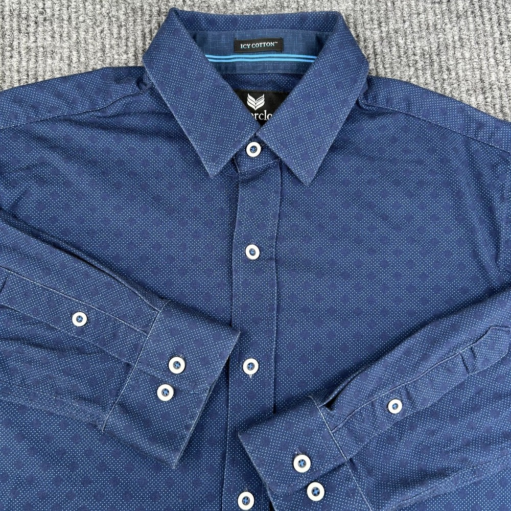 Buttercloth Shirt Mens Medium Blue Black Icy Cotton Regular Fit Button Down Knit